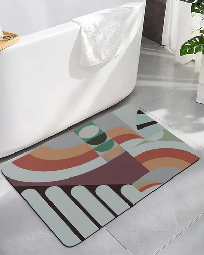 Vista 7 de Abstract Bath Mat for Tub,Non Slip Bathroom Floor Runner Rug Quick Dry & Absorbent Diatomaceous Earth Kitchen Shower Sink Washable Doormat,Mo-randi