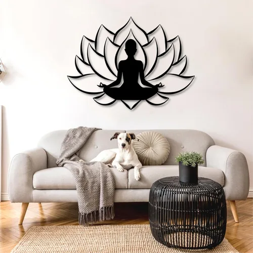 Vista 6 de Arte de pared de flor de loto de metal, decoración de pared de metal zen, decoración de pared de flor de loto, decoración de pared de flor de loto