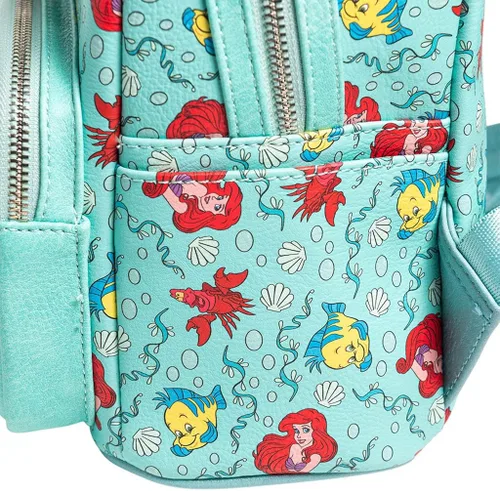 Vista 4 de Loungefly x Disney Little Mermaid Ariel Flounder y Sebastian AOP Mochila Varios