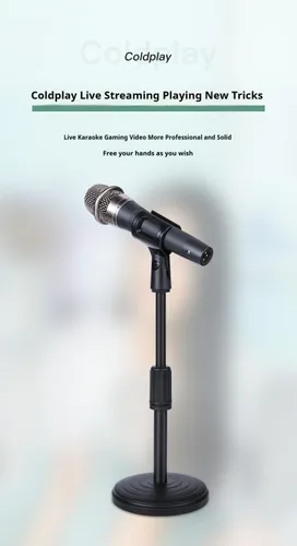 Vista 5 de Soporte de Micrófono de Escritorio, Soporte de Micrófono de Mesa Ajustable Mejorado con Clip de Micrófono y Tornillo Macho de 5/8" a Hembra de 3/8