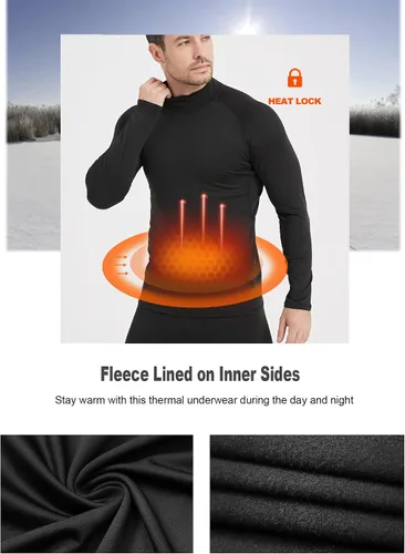 Vista 2 de HOPLYNN Paquete de 4 camisas térmicas de compresión de manga larga con cuello alto para hombre
