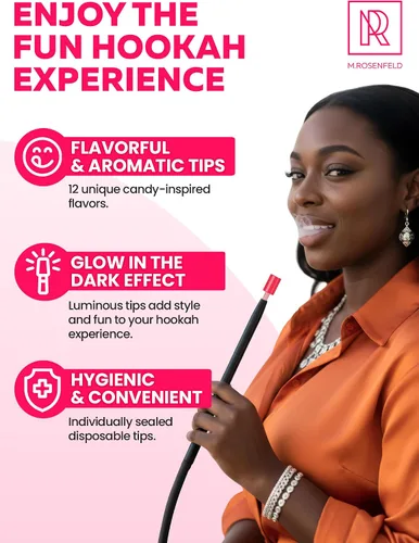 Vista 2 de Candy Hookah Tips – 12 piezas que brillan en la oscuridad Jolly Tips – Puntas de cachimba envueltas individualmente accesorios de chupeta – 12