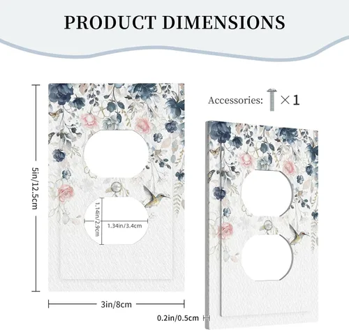 Vista 178 de Decorative Outlet Covers Blue Background White Cat Daisy Floral 2-Gang 1-Gang Wall Plate Single Toggle/Rocker Farmhouse Style Light Switch Covers