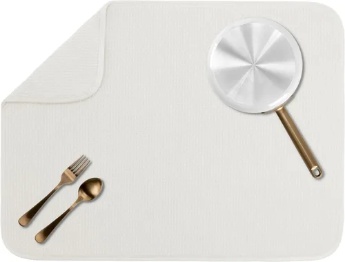 Vista 14 de S&T INC. Tapete de microfibra para secado de platos, reversible y absorbente para cocina, de 16 x 18 pulgadas, color negro