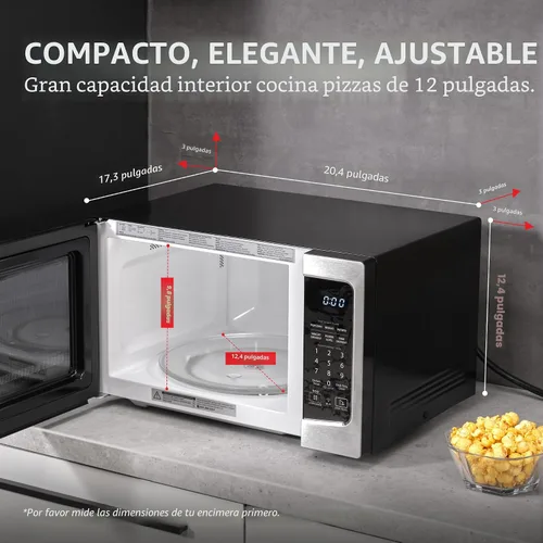 Vista 6 de TOSHIBA ML-EM34P(SS) - Microondas inteligente de sobremesa, recalentamiento con sensor, funciona con Alexa y control remoto, elementos esenciales
