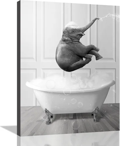 Vista 11 de Decoración de Arte de Pared en Blanco y Negro – Oso con Gafas Sentado en el Inodoro Leyendo Periódico, Impresiones en Lienzo, Imágenes de Animales