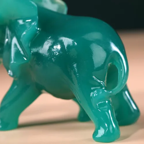 Vista 6 de Estatuas de elefante para decoración del hogar, 1 par de figuras de elefante de la suerte con tronco para estantes, sala de estar y dormitorio