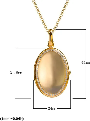 Vista 2 de BAUBUY Collar con medallón de plata de ley, colgante de oro ovalado con foto, medallón que sostiene fotos, collar de recuerdo y joyería