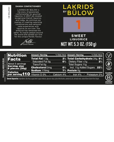 Vista 2 de LAKRIDS BY BÜLOW - 1 - Regaliz Negro - Dulce - 5.3 oz - Regaliz Gourmet Vegano de Escandinavia - Sin Gluten y Sin Gelatina - Alternativa de Dulce