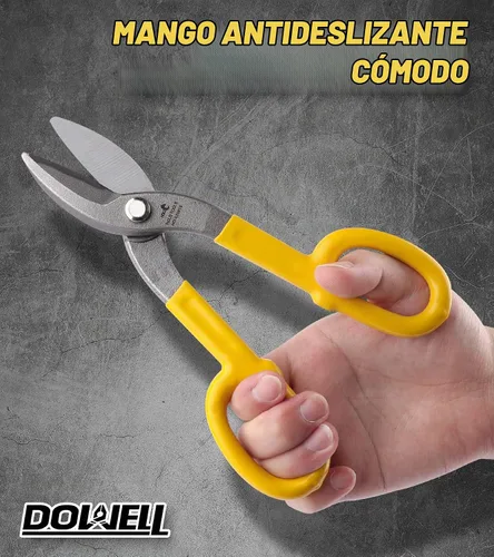 Vista 5 de DOWELL Cortadores de metal de 8 pulgadas con hoja plana, con cómodo mango de goma amarilla para manitas, techadores, mecánicos, propietarios