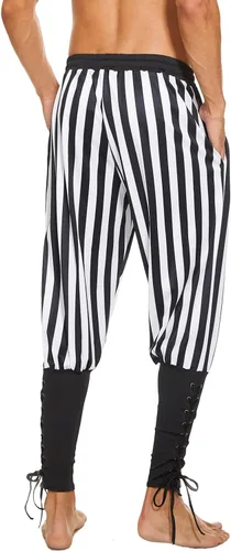 Vista 6 de Pantalones al tobillo para hombre, tipo medieval, vikingos, traje de navegante o pirata, pantalones renacentistas, góticos