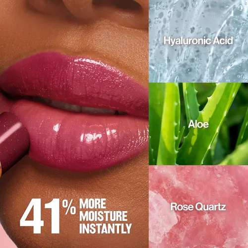 Vista 7 de REVLON Bálsamo Súper Lustroso con Brillo Cristalino, Bálsamo Labial Hidratante con Color con Ácido Hialurónico, Aloe y Cuarzo Rosa, 001 Cuarzo