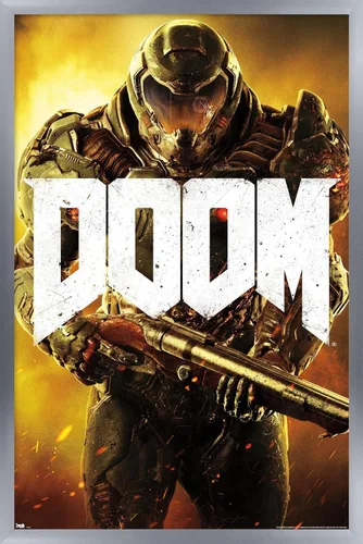 Vista 14 de Doom - Póster de pared marino, 22.4 pulgadas de largo x 14.7 pulgadas, versión enmarcada en madera de granero