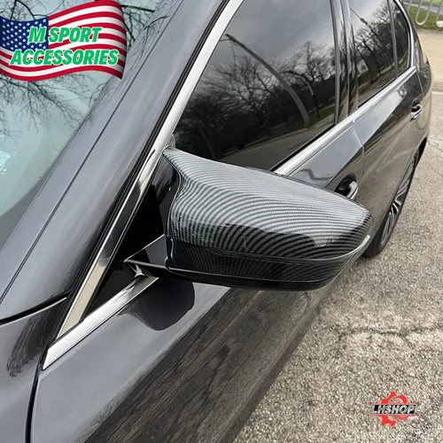Vista 5 de Tapa de espejo lateral de fibra de carbono de repuesto para BMW 3 Series G20 320i 325i 330i 5 Series G30 525i 530i 540i M Sport 2017-2022