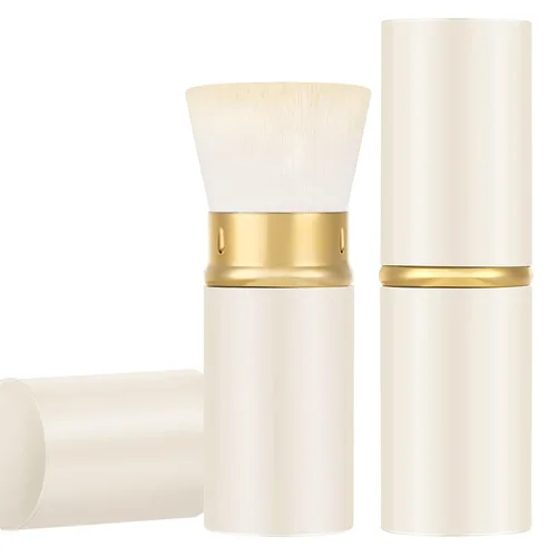Vista 10 de Falliny Brocha de maquillaje retráctil Kabuki, base de polvo superior en ángulo, pinceles de maquillaje profesional con mango de aluminio
