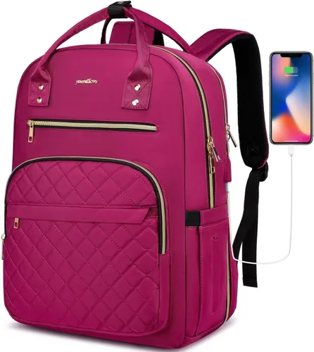 Vista 11 de YAMTION Mochila para mujeres y adolescentes, mochila escolar TSA para laptop con USB para estudiantes universitarios, negocios, oficina, trabajo