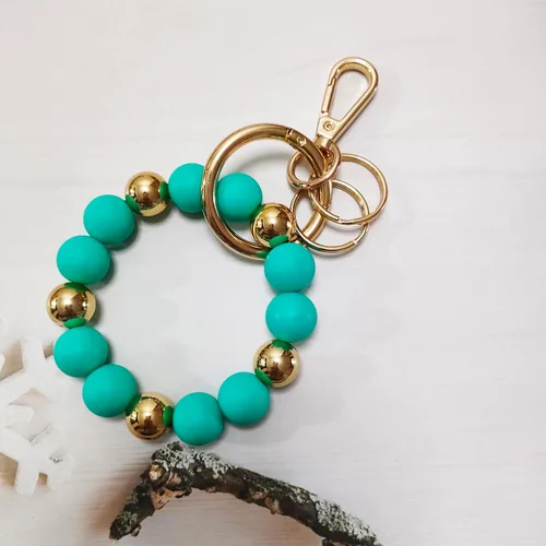 Vista 9 de Llavero de silicona con cuentas para mujer, pulsera elástica para llavero