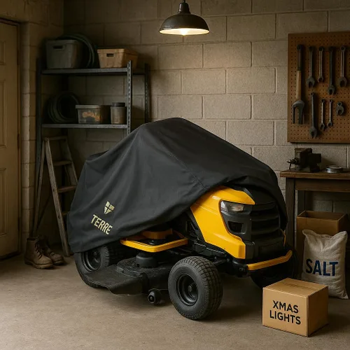 Vista 6 de Terre Products - Funda para tractor de césped, impermeable, resistente, ajuste universal, cubierta para cortacésped, poliéster 600D, Oxford