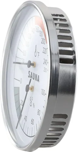 Vista 2 de Sauna Thermometer and Hygrometer for Steam Room, Heat Resistant Gauge for Wooden Finnish Sauna, Easy Read Metal Spa Monitoring Device