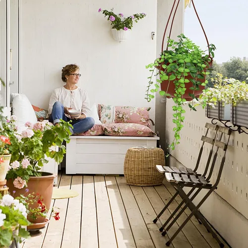 Vista 7 de DOITOOL Macetas colgantes de plástico con gancho para plantas Chlorophytum Octogonal Ventilado Root Plantador para Balcón Jardín Decoración