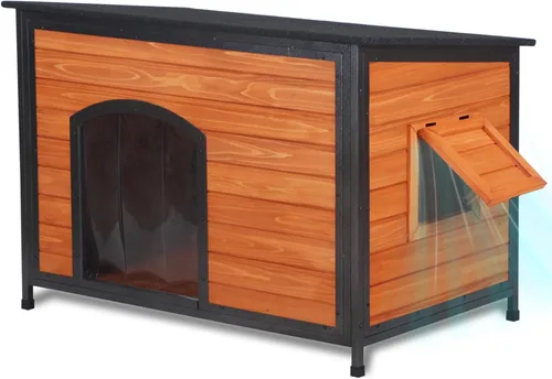 Vista 10 de FunXplore Casa para perros al aire libre, resistente a la intemperie, 34.3 pulgadas de largo, a prueba de masticación, para perros pequeños
