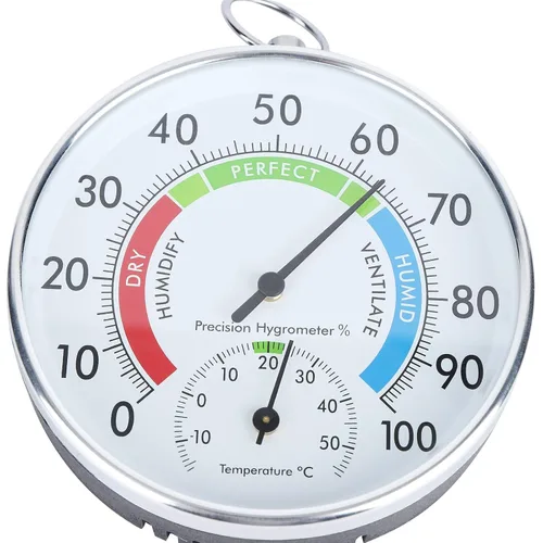 Vista 9 de Medidor de humedad de temperatura, termómetro higrómetro con anillo colgante, higrómetro de pared de alta precisión, probador de humedad