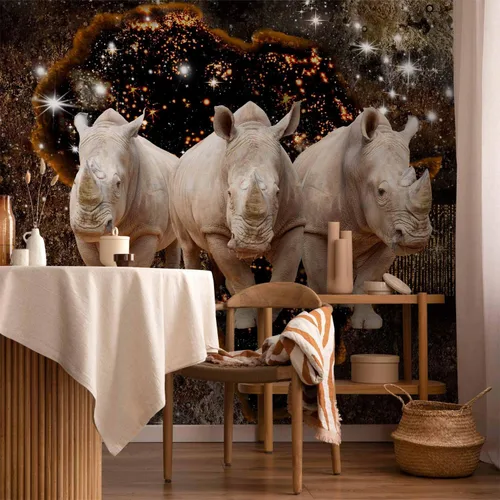 Vista 6 de artgeist Mural de pared de animales rinocerontes 77 x 55 pulgadas - Papel tapiz autoadhesivo XXL para despegar y pegar, adhesivo extraíble grande