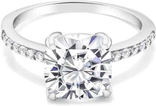 Vista 73 de Gem Stone King Anillo de compromiso de plata de ley 925 con piedra preciosa de corte cojín de 0.315 in Anillo de compromiso de aniversario de boda