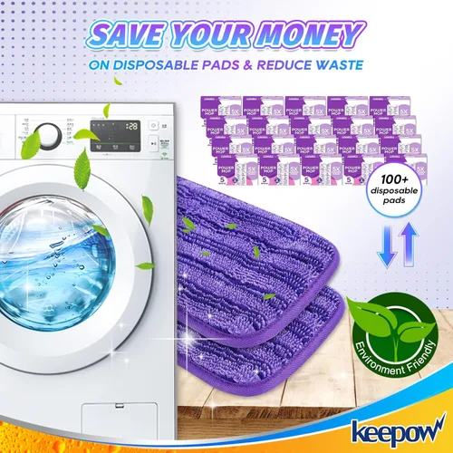 Vista 4 de KEEPOW - Almohadillas de repuesto reutilizables para mopa eléctrica compatibles con Swiffer PowerMop Power Mop Mopping Pad Refills for Wood Floor