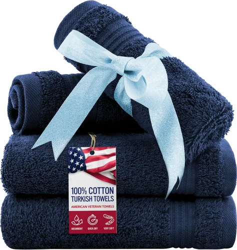 Vista 21 de Juego de toallas American Veteran Towel, de lujo, 6 piezas de algodón 100 % turco para máxima suavidad y absorción, para hotel y spa