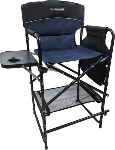 Vista 10 de Silla de director plegable alta de 30.7 pulgadas de altura del asiento, taburete de bar plegable para artista de maquillaje, pintura facial con mesa