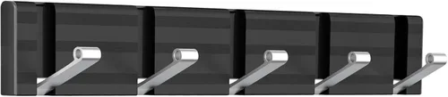 Vista 11 de Wisfame Ganchos para abrigos, perchero de aluminio montado en la pared, 5 ganchos plegables, resistente, ahorro de espacio, perchero de pared