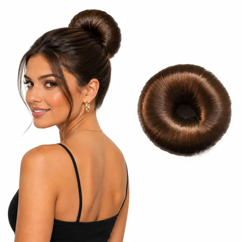 Vista 13 de Anillo para crear rodete en cabello, varios colores de Hair Donut Up Do , Negro negro #DK3