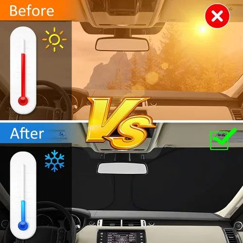 Vista 5 de D-Lumina Parasol delantero Winshield para Range Rover Sport 2014-2022 Protector solar plegable bloquea los rayos UV, parasol para ventana