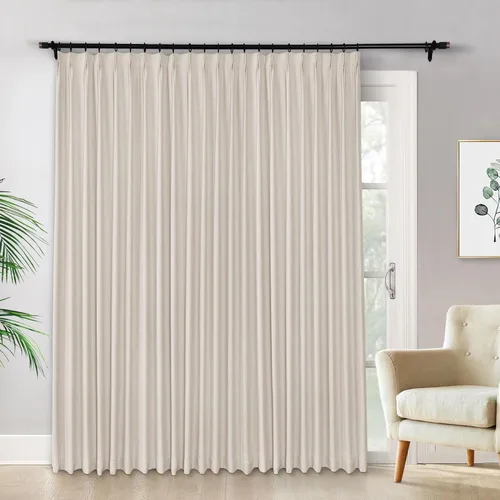 Vista 34 de Macochico Cortinas opacas de lino plisadas para oscurecer la habitación, panel con aislamiento térmico para dormitorio, sala de estar, sala