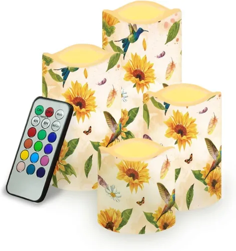 Vista 27 de Ystardream Velas sin llama de hojas tropicales con control remoto que funcionan con pilas, velas LED realistas con control remoto y temporizador