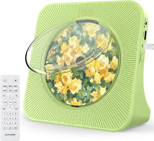 Vista 11 de Gueray Reproductor de CD portátil, reproductor de CD Kpop Bluetooth para escritorio con altavoz de sonido de alta fidelidad, radio FM, reproductor