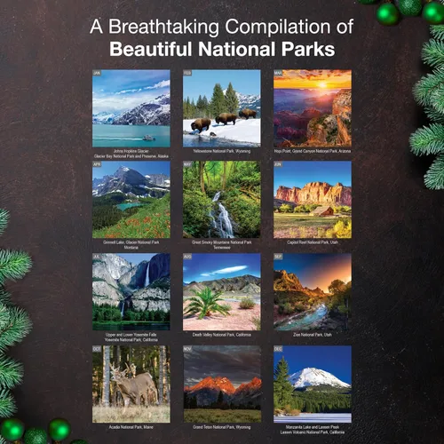 Vista 3 de MICASA PRESS National Parks - Calendario de pared 2027 de 12 meses 2-01 - Parques Nacionales Salvajes y Hermosos