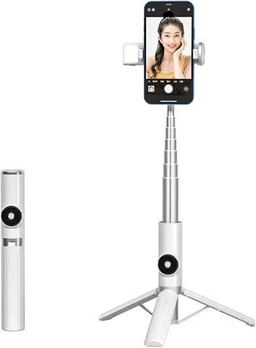 Vista 9 de Trípode para selfie stick portátil, extensible para teléfono celular, con mini anillo desmontable, trípode para teléfono con control remoto Negro