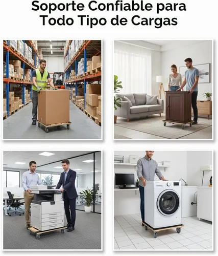 Vista 4 de Mueble Dolly 4 ruedas resistente Dolly móvil plano H marco roble Banda de goma de longitud completa doble riel 18 x 30