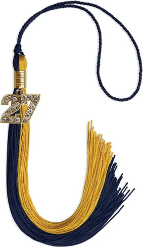 Vista 70 de Endea Graduation Borla de doble color con dije dorado (negro/oro brillante, 2022)