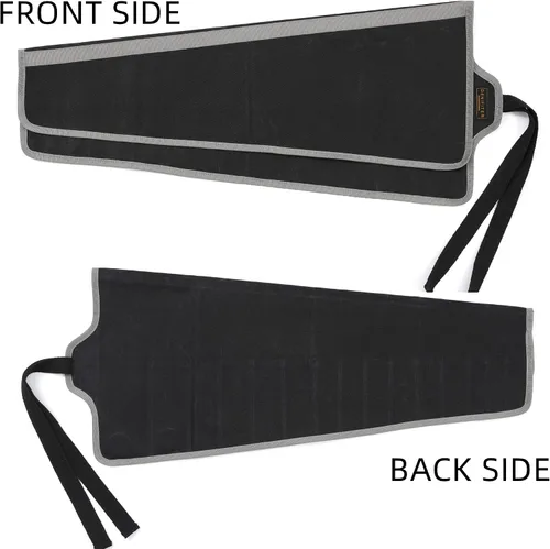 Vista 4 de Bolsa de herramientas, juego de llaves de lona encerada duradera, bolsas enrollables multiusos con correa (26.5 x 12.5 pulgadas, negro)