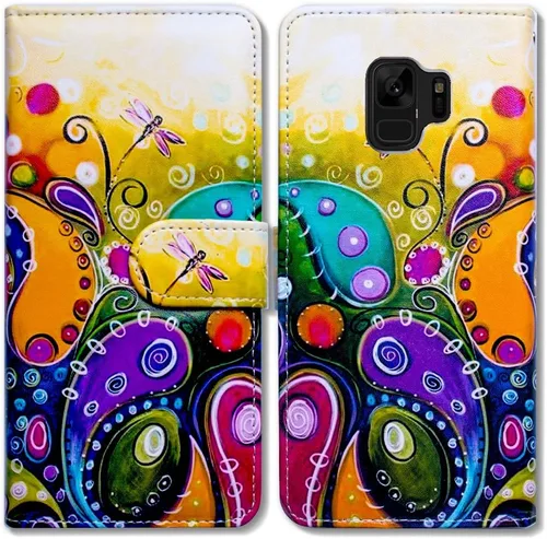 Vista 13 de Bcov Funda para Galaxy S9 Plus, funda de cuero con diseño de mandala de colores brillantes para Samsung Galaxy S9 Plus