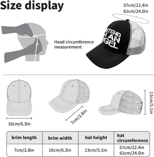 Vista 4 de Gorra de béisbol de Pretend i amss an Angel Sombrero de jardín AllBlack Sombrero de playa para hombre Regalos para papá Sombreros de béisbol