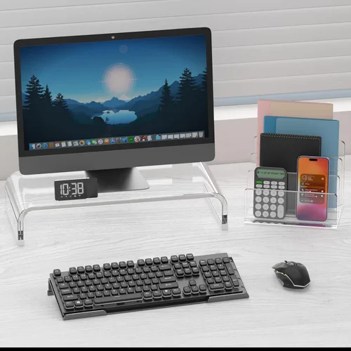 Vista 9 de Richboom - Soporte para teclado de computadora, inclinado, elevador de teclado de PC para escritura ergonómica fácil, bandeja de teclado acrílica