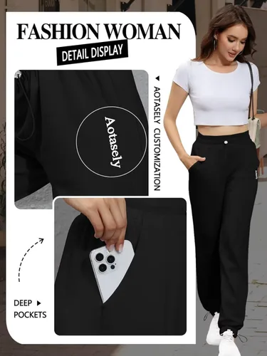 Vista 3 de Aotasely Pants for Women High Waist Straight Leg Sweatpants Pj Pants Jogger Pants Workout Streetwear with Pockets