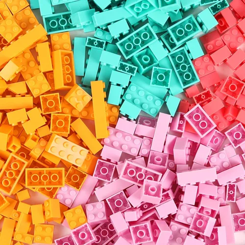Vista 4 de Juego de 500 piezas de ladrillos de construcción, juguetes de bloques de construcción de colores clásicos, compatible con todas las principales