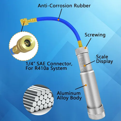 Vista 3 de Kit de prevención de reflujo del inyector de aceite de tinte AC, inyector de aceite de tinte HVAC con acoplador rápido a presión R134A, acoplador
