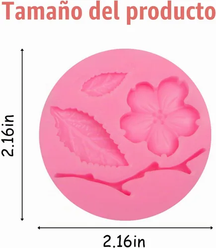 Vista 2 de Moldes en forma de flor de durazno, 4 unidades, moldes de silicona para decoración de pasteles, dulces, azúcar, cupcakes, pasteles, paletas