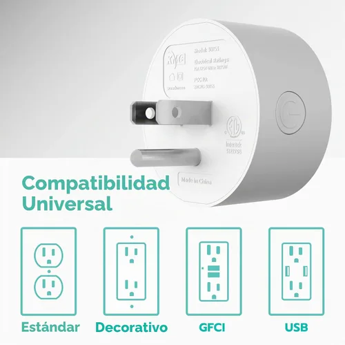 Vista 6 de KMC - Enchufe inteligente mini, paquete de 4, tomas de corriente Wi-Fi para hogar inteligente, control remoto de luces y dispositivos desde